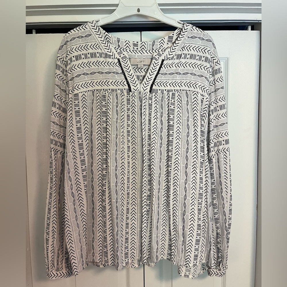 LOFT Monochrome Patterned Blouse